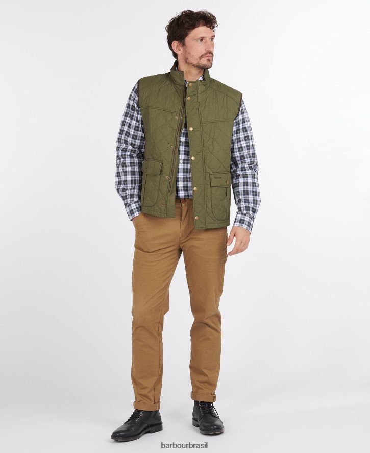 roupas Barbour colete explorador meia azeitona homens NH4442223