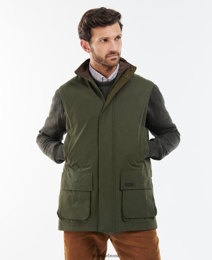 roupas Barbour colete farringdon Oliva homens NH4442230