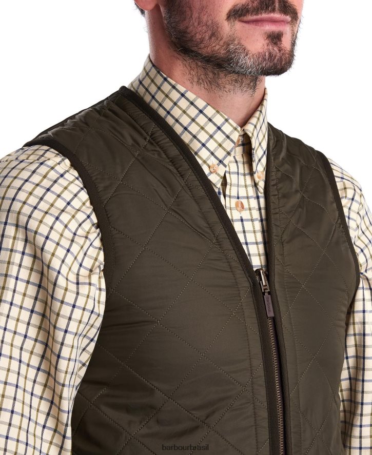 roupas Barbour colete polarquilt/forro com zíper Oliva homens NH44422316