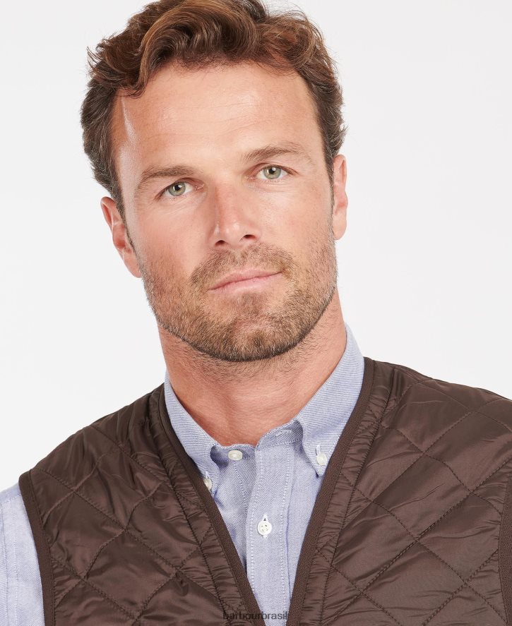 roupas Barbour colete polarquilt/forro com zíper marrom escuro homens NH44422341