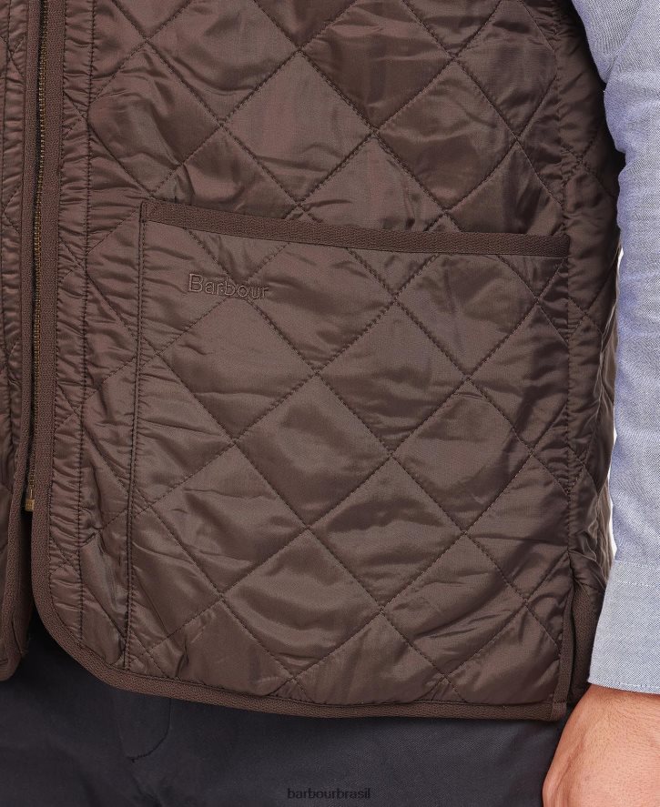 roupas Barbour colete polarquilt/forro com zíper marrom escuro homens NH44422341