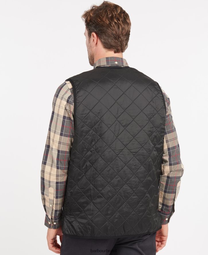 roupas Barbour colete polarquilt/forro com zíper preto homens NH44422334