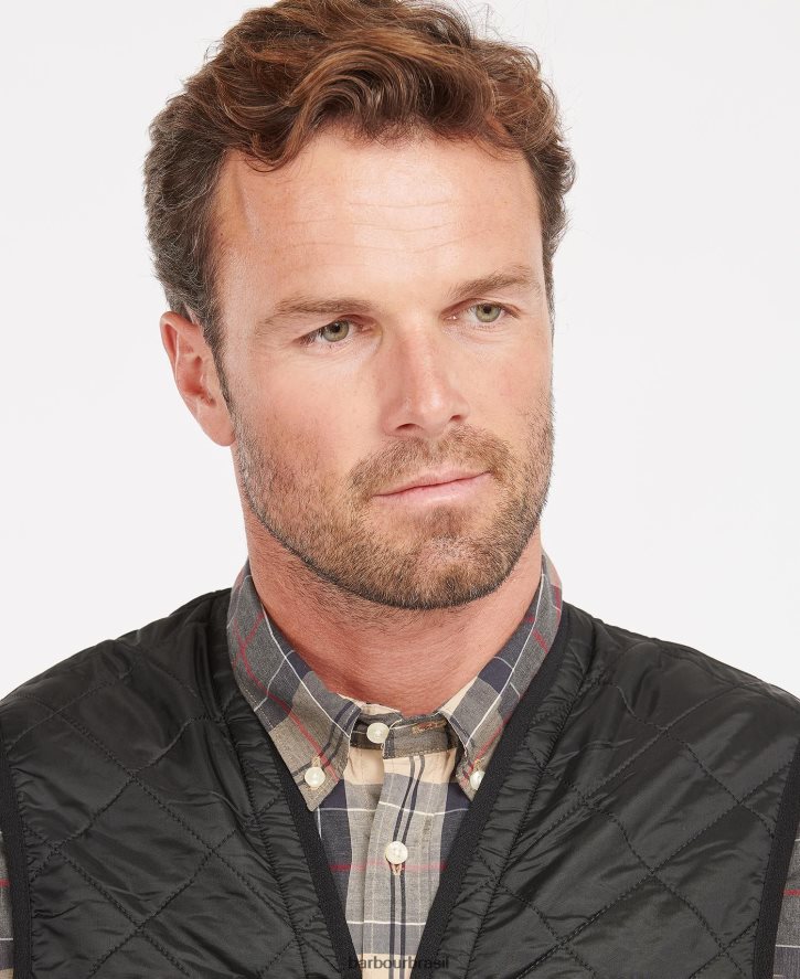 roupas Barbour colete polarquilt/forro com zíper preto homens NH44422334