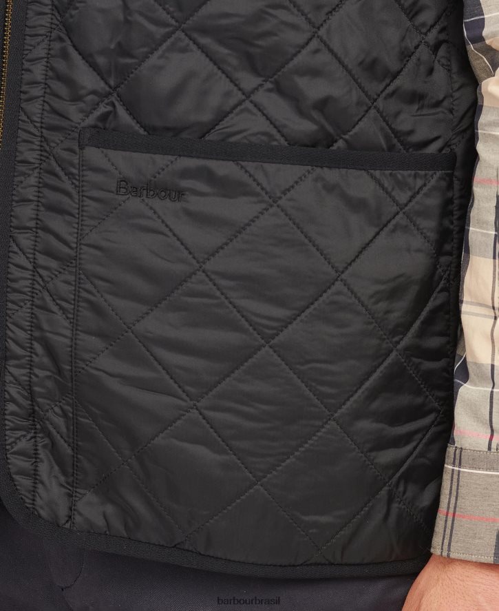 roupas Barbour colete polarquilt/forro com zíper preto homens NH44422334