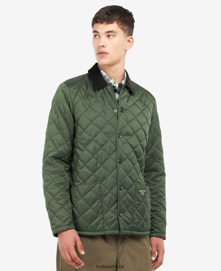 roupas Barbour jaqueta acolchoada herron com crista hera marrom militar/verão homens NH4442118
