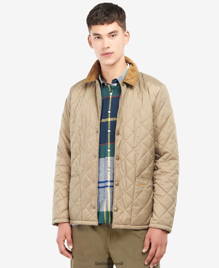 roupas Barbour jaqueta acolchoada herron com crista hera marrom militar/verão homens NH4442158