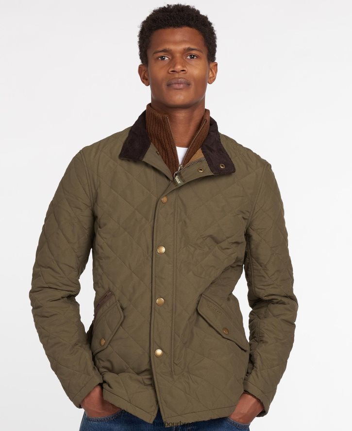 roupas Barbour jaqueta acolchoada shoveler areia escura homens NH444293