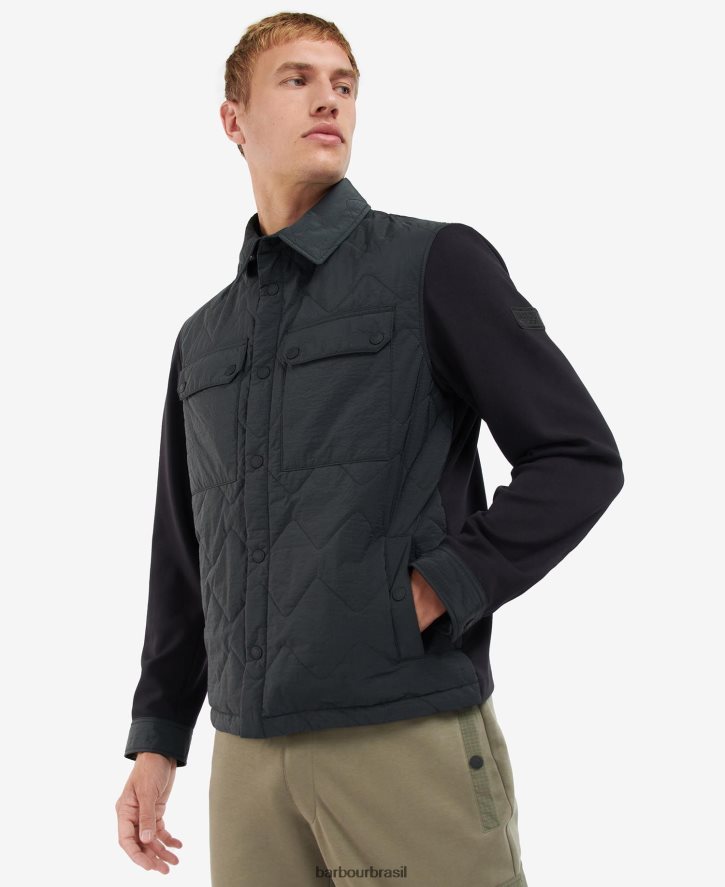 roupas Barbour jaqueta de camisa acolchoada bradley cogumelo escuro homens NH4442132