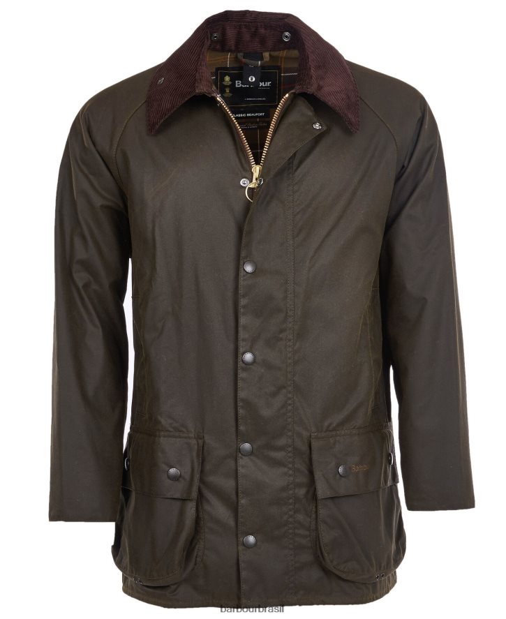 roupas Barbour jaqueta clássica de cera beaufort Oliva homens NH44421
