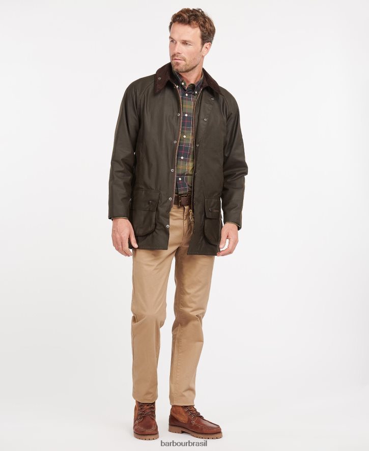 roupas Barbour jaqueta clássica de cera beaufort Oliva homens NH44421