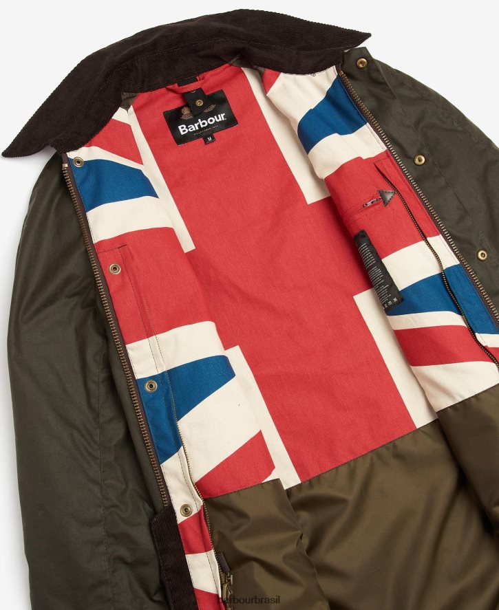 roupas Barbour jaqueta de cera de edição limitada union jack ashby Oliva homens NH44423