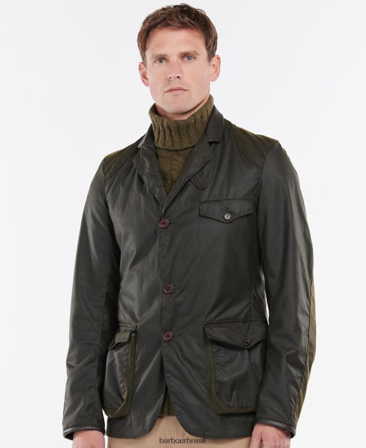 roupas Barbour jaqueta de cera esportiva beacon Oliva homens NH444228
