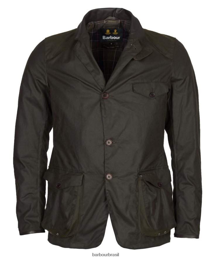 roupas Barbour jaqueta de cera esportiva beacon Oliva homens NH444228