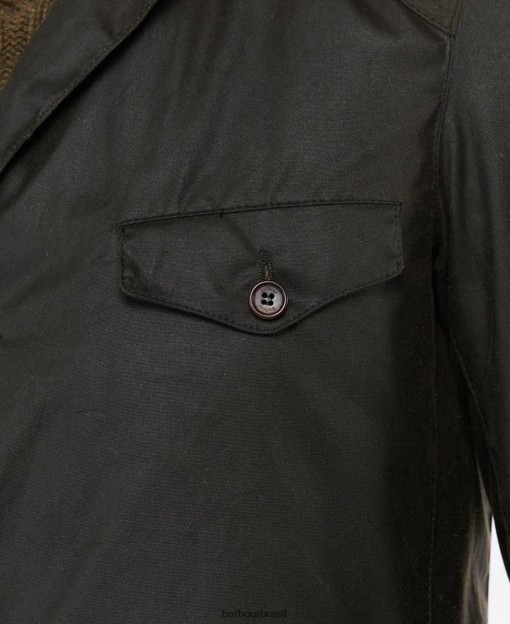 roupas Barbour jaqueta de cera esportiva beacon Oliva homens NH444228