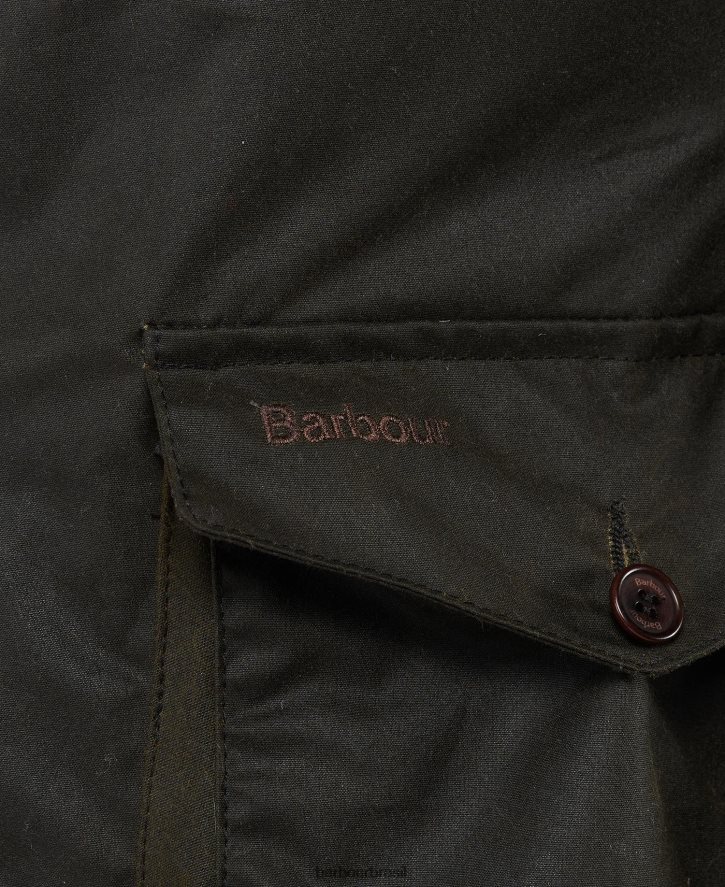roupas Barbour jaqueta de cera esportiva beacon Oliva homens NH444228
