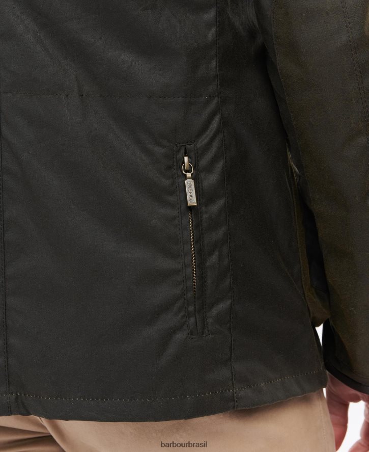 roupas Barbour jaqueta de cera esportiva beacon Oliva homens NH444228