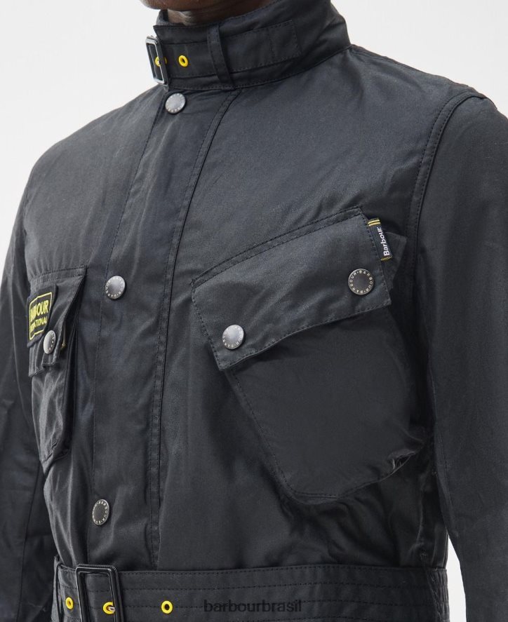 roupas Barbour jaqueta de cera internacional fina preto homens NH444214