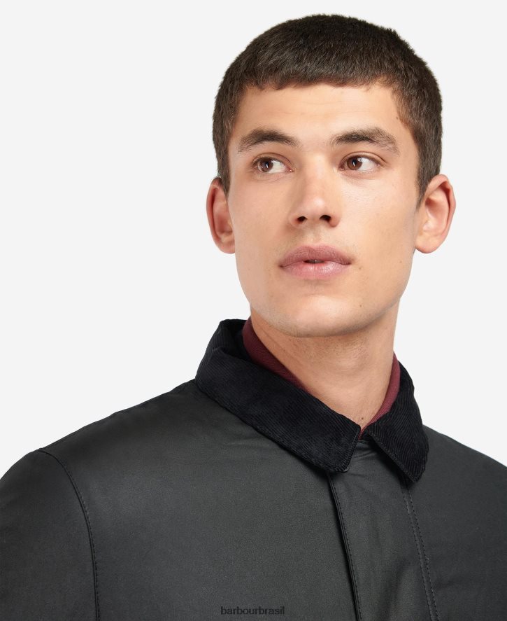 roupas Barbour jaqueta de cera kenstone preto/cordovão homens NH444271