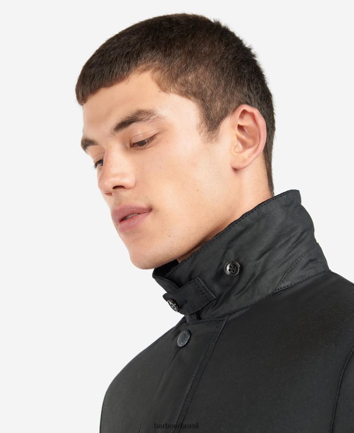 roupas Barbour jaqueta de cera kenstone preto/cordovão homens NH444271