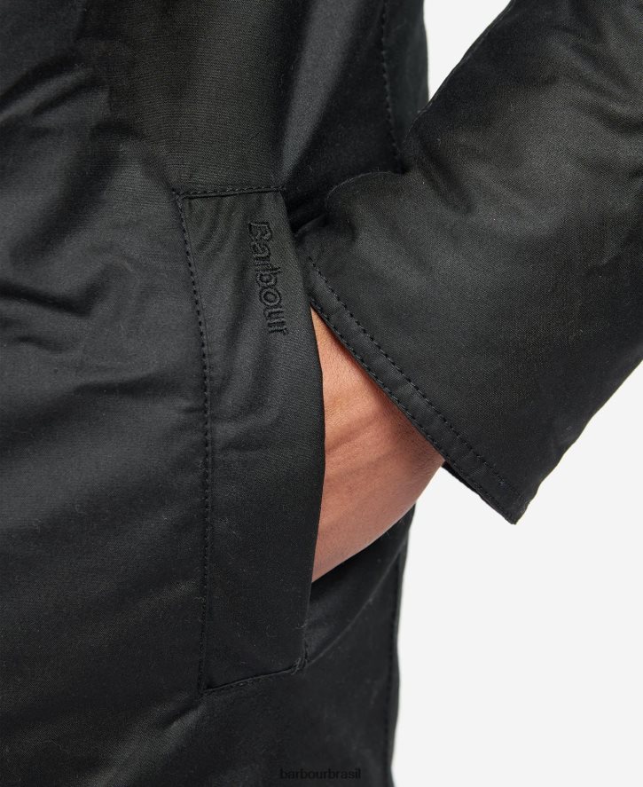 roupas Barbour jaqueta de cera kenstone preto/cordovão homens NH444271