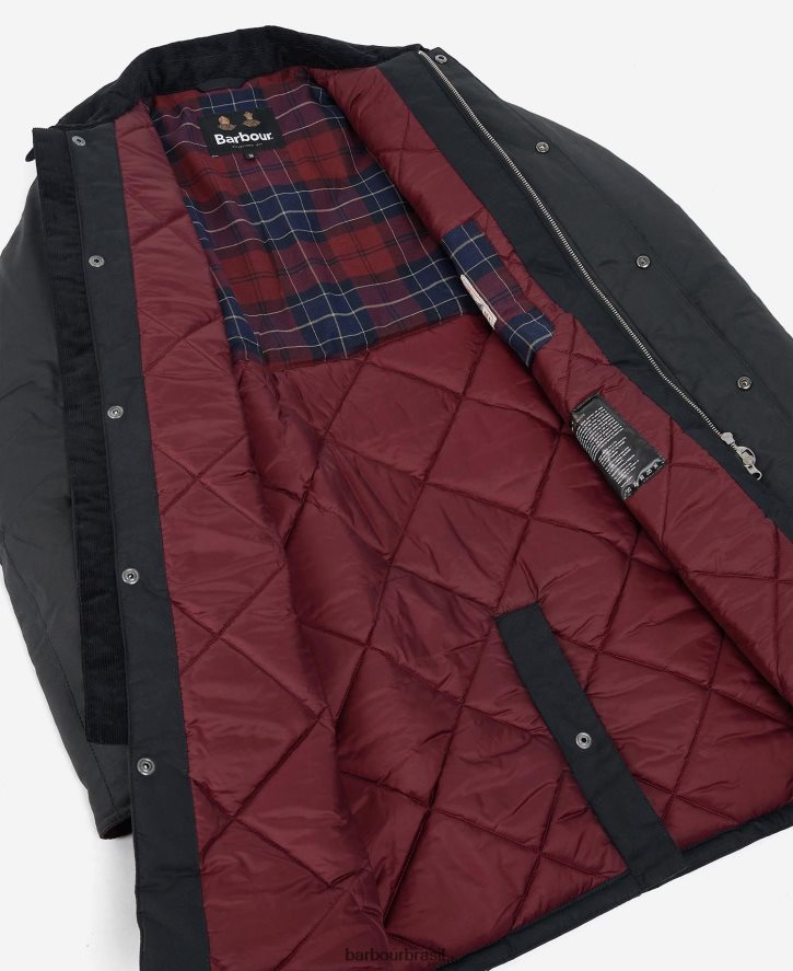 roupas Barbour jaqueta de cera kenstone preto/cordovão homens NH444271