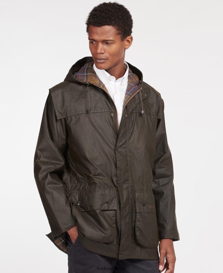 roupas Barbour jaqueta durham wax clássica Oliva homens NH444243