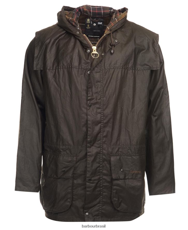 roupas Barbour jaqueta durham wax clássica Oliva homens NH444243