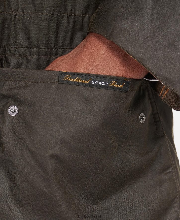 roupas Barbour jaqueta durham wax clássica Oliva homens NH444243