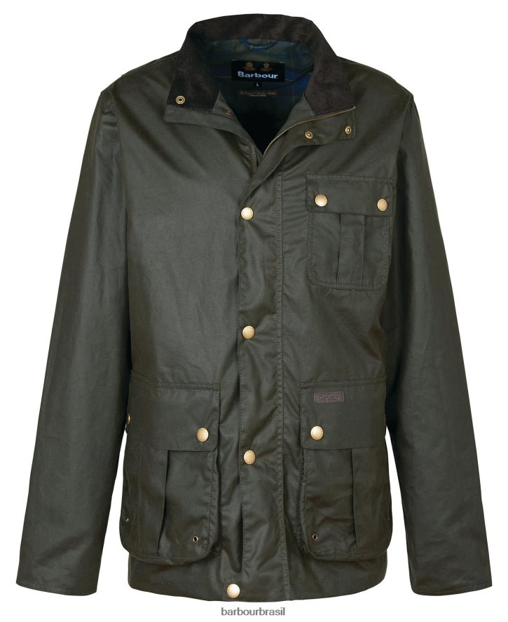 roupas Barbour jaqueta encerada dunlin azeitona/tartã clássico homens NH444226