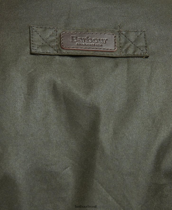 roupas Barbour jaqueta encerada dunlin azeitona/tartã clássico homens NH444226