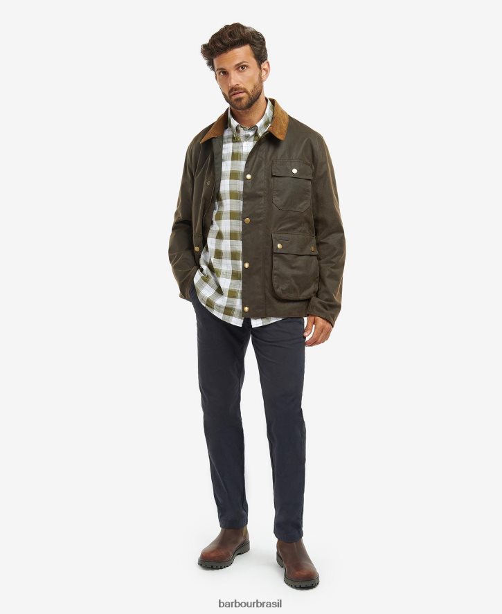 roupas Barbour jaqueta encerada meldon tartan de bétula marinho/rio homens NH444266