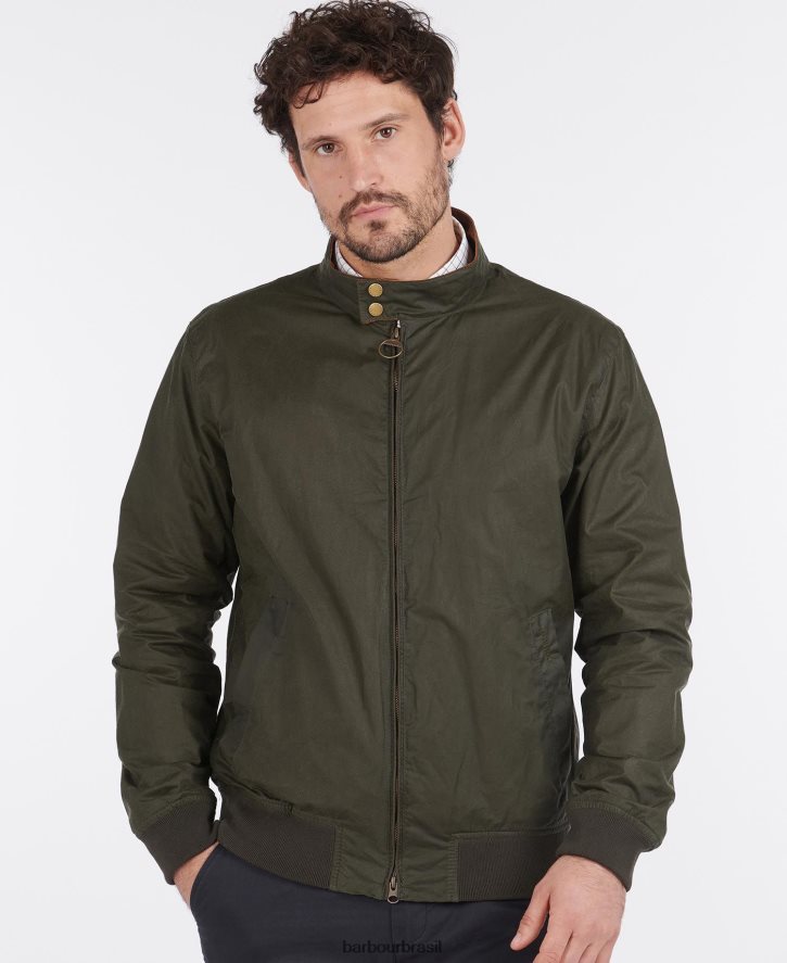 roupas Barbour jaqueta leve de algodão encerado royston preto homens NH444211