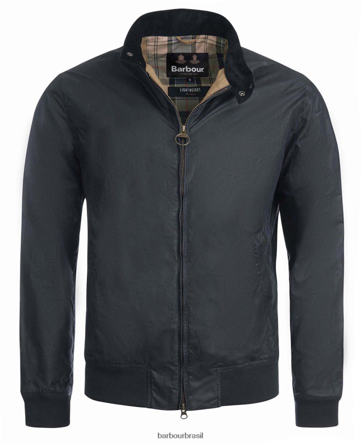 roupas Barbour jaqueta leve de algodão encerado royston preto homens NH44429