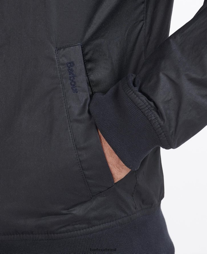 roupas Barbour jaqueta leve de algodão encerado royston preto homens NH44429