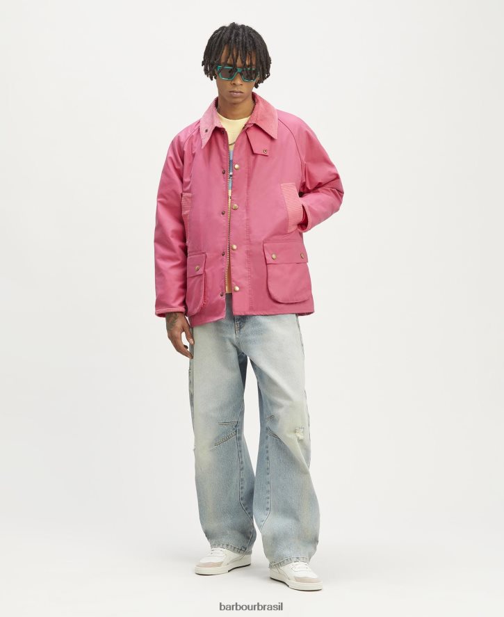 roupas Palm Angels x Barbour jaqueta de cera malik bedale Rosa quente homens NH444272