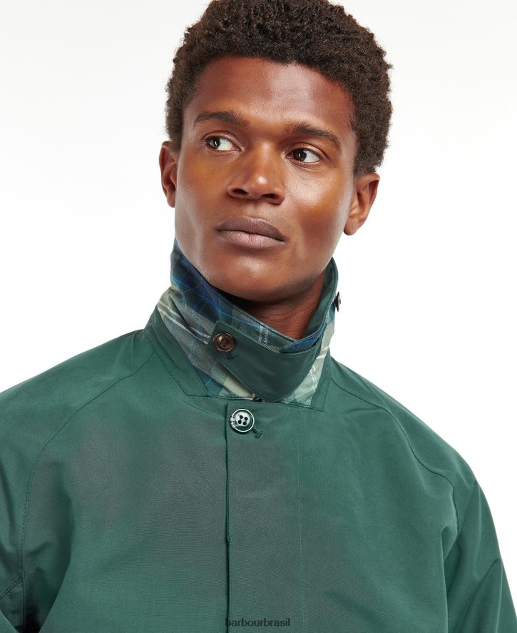 roupas Barbour jaqueta mac impermeável barnley aresta verde homens NH4442195