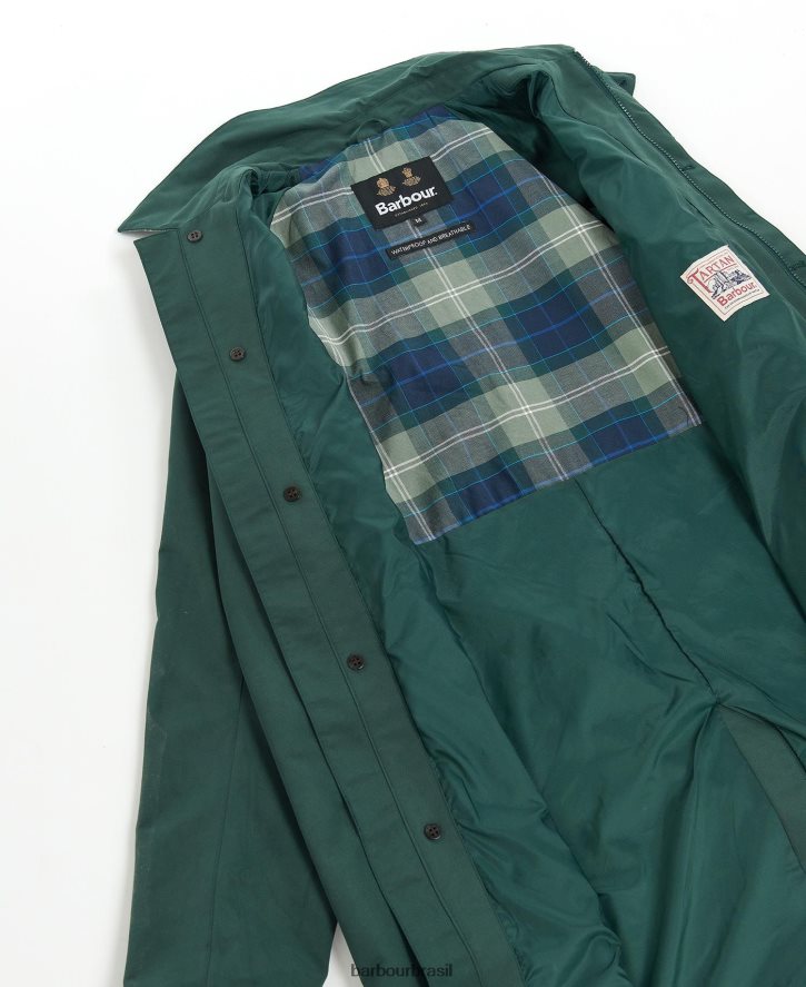 roupas Barbour jaqueta mac impermeável barnley aresta verde homens NH4442195