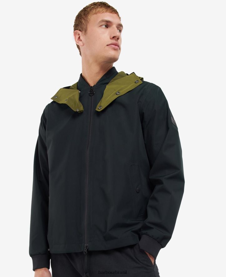 roupas Barbour parr jaqueta impermeável preto clássico homens NH4442201