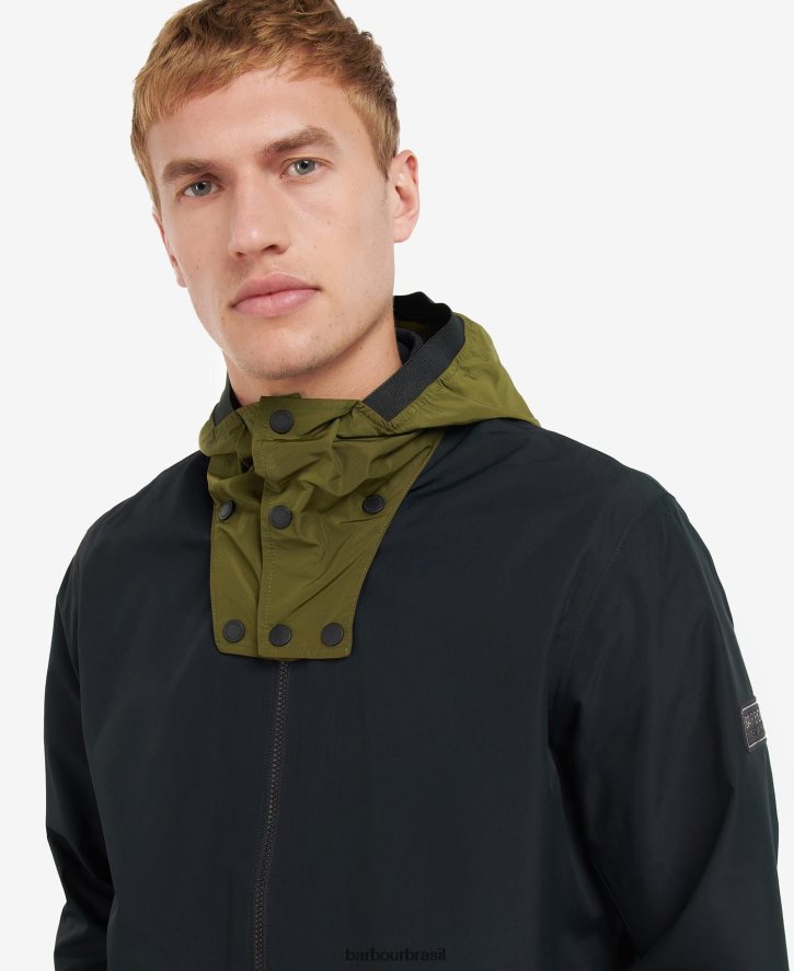 roupas Barbour parr jaqueta impermeável preto clássico homens NH4442201