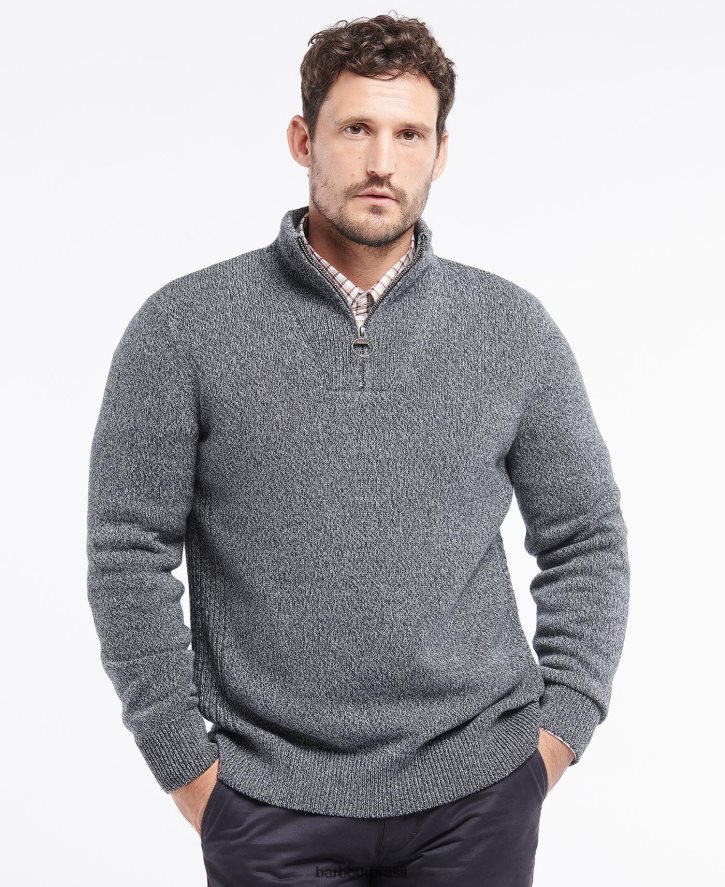 roupas Barbour algodão twist nelson meio zíper marinha homens NH44421101