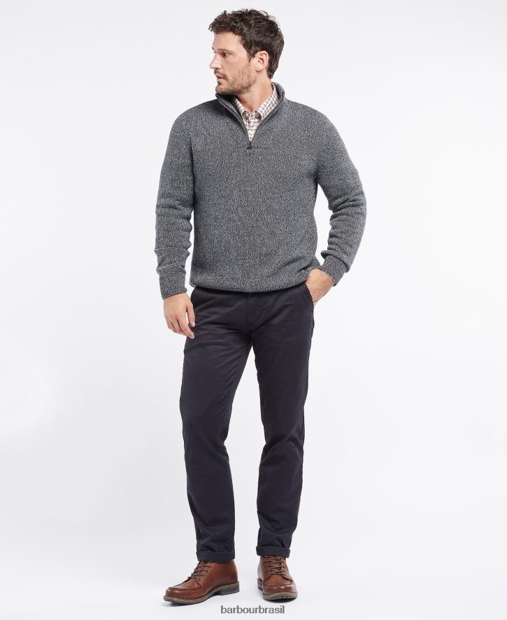 roupas Barbour algodão twist nelson meio zíper marinha homens NH44421101