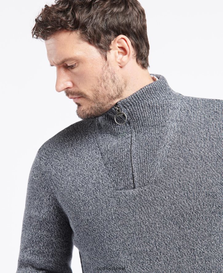 roupas Barbour algodão twist nelson meio zíper marinha homens NH44421101