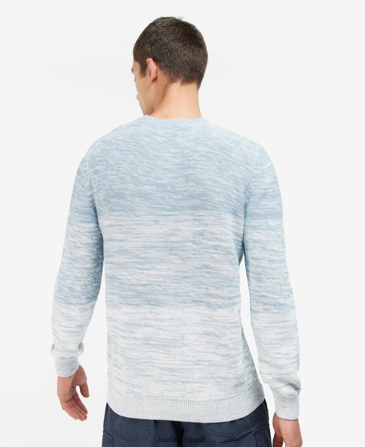 roupas Barbour brading suéter de tricô ombre com decote careca Pó azul homens NH44421123