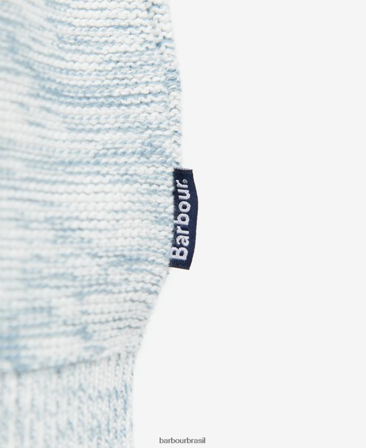 roupas Barbour brading suéter de tricô ombre com decote careca Pó azul homens NH44421123