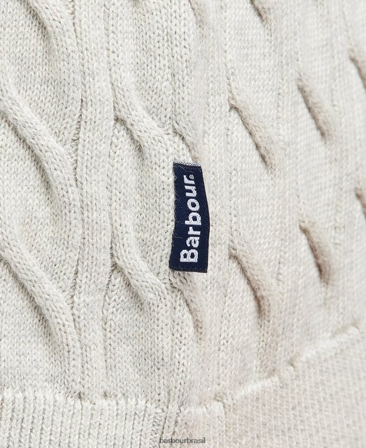 roupas Barbour cabo de tricô meio zíper musgo leve homens NH44421090