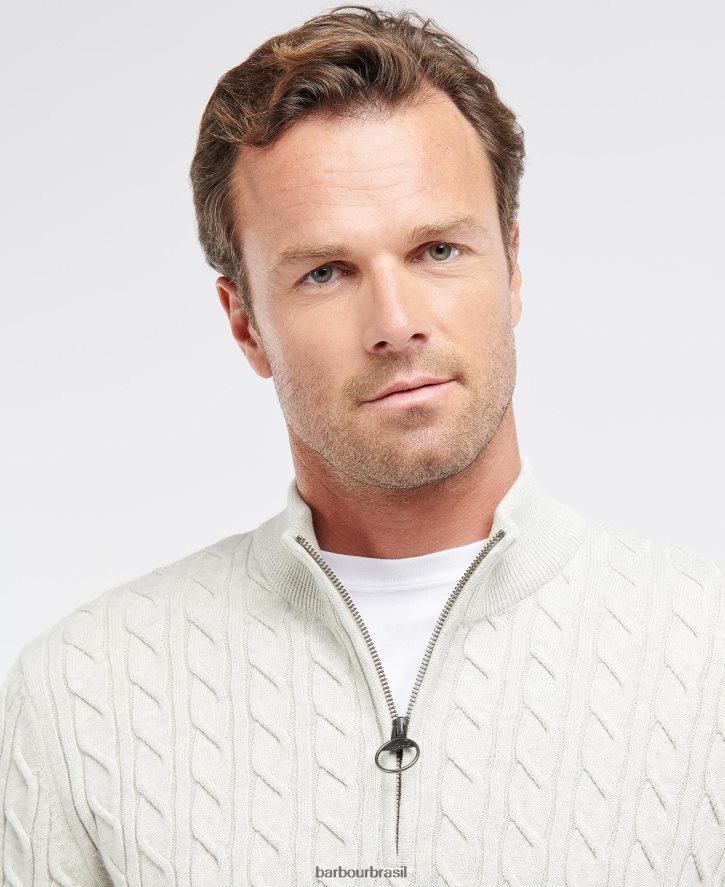 roupas Barbour cabo de tricô meio zíper musgo leve homens NH44421090