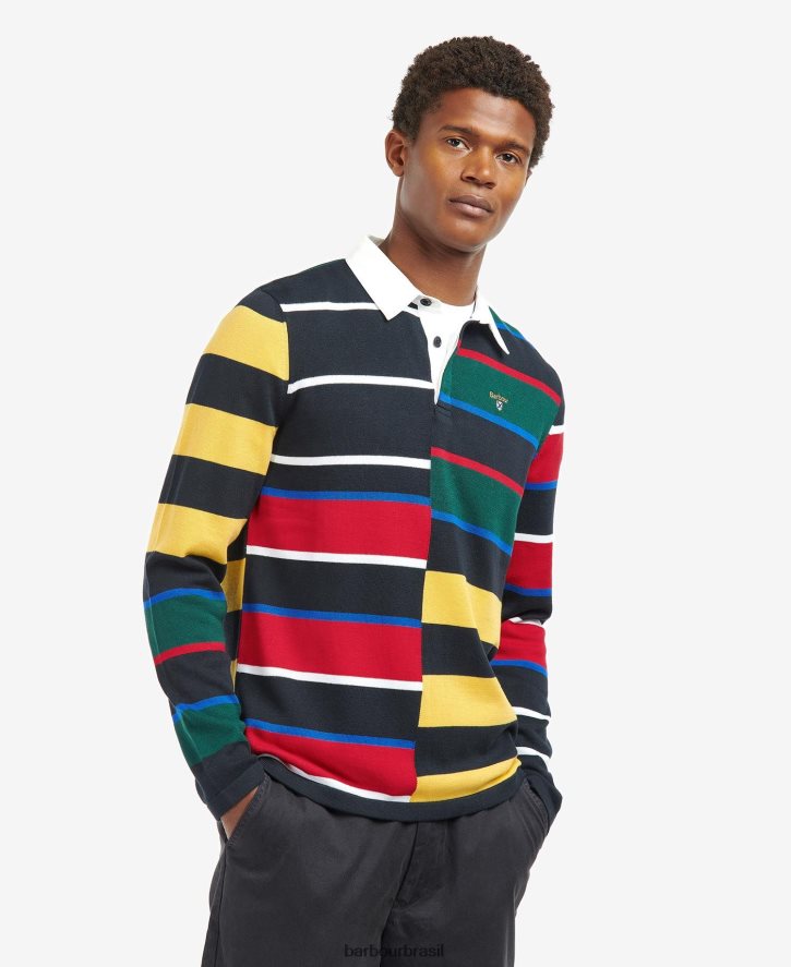 roupas Barbour camisa de rúgbi de tricô radcliffe marinho clássico homens NH44421116