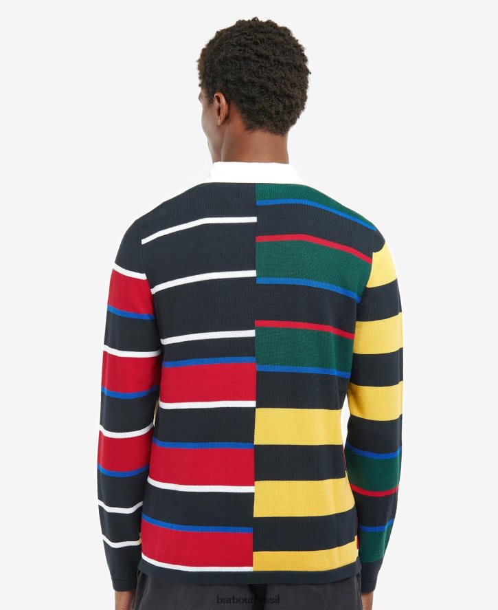 roupas Barbour camisa de rúgbi de tricô radcliffe marinho clássico homens NH44421116