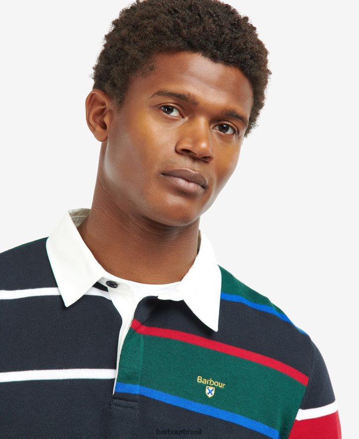 roupas Barbour camisa de rúgbi de tricô radcliffe marinho clássico homens NH44421116