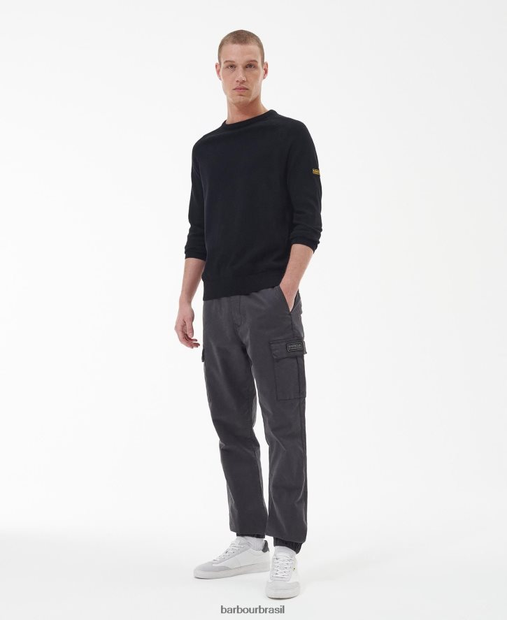 roupas Barbour camisola de gola redonda de algodão marga antracite homens NH44421106